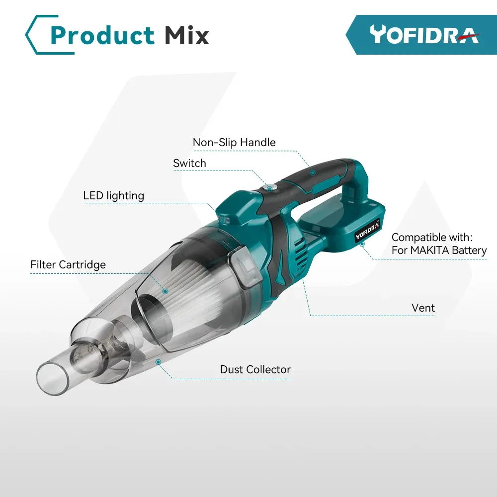 Aspirateur Makita, vue de profil