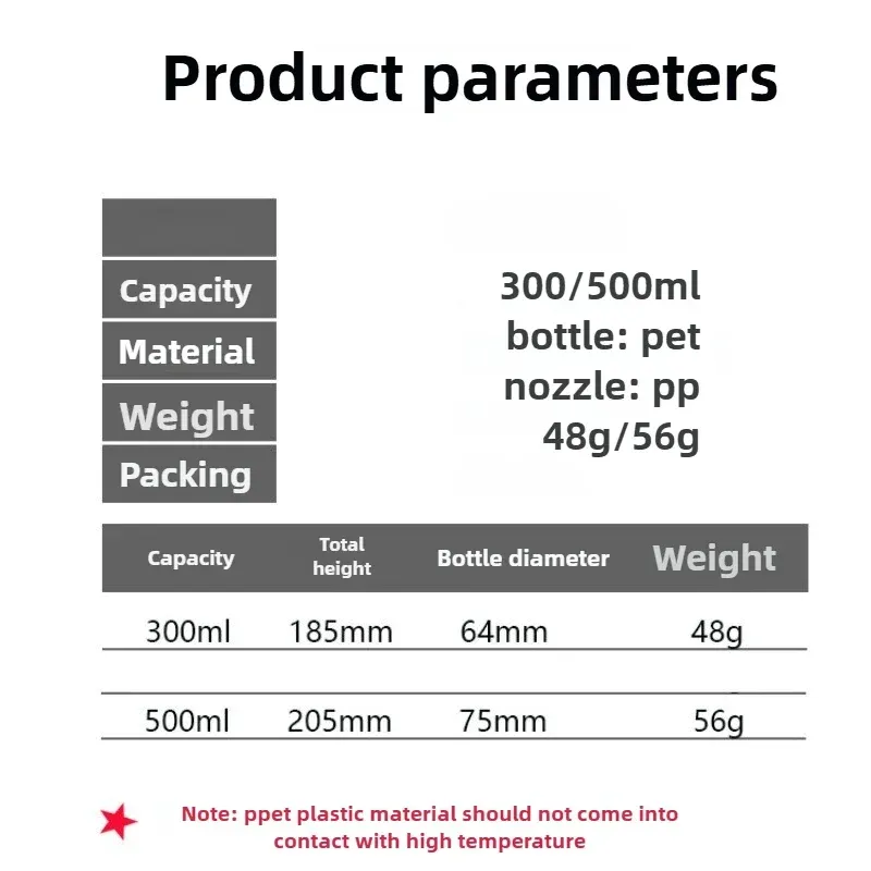 Bouteille de pulvérisation en plastique 300/500 ml à haute pression, pour l'hydratation 6