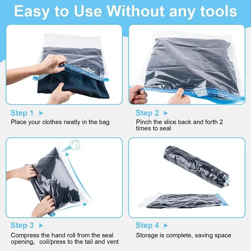 Vêtements rangés dans un sac sous vide