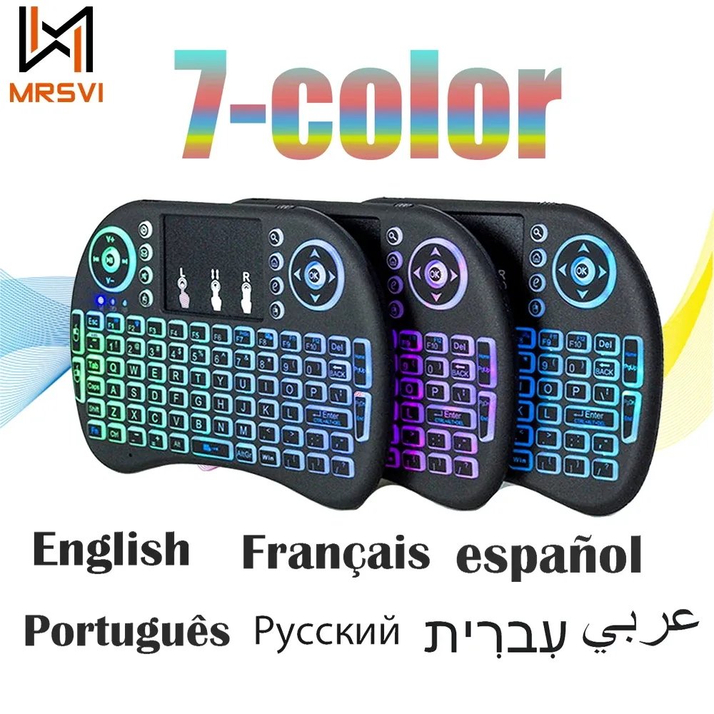 Mini clavier sans fil avec TouchPad, souris air, Bluetooth 4.2, 2,4 GHz, i8, disposition arabe, français, espagnol et russe, compatible PC, Android et TV Box 1