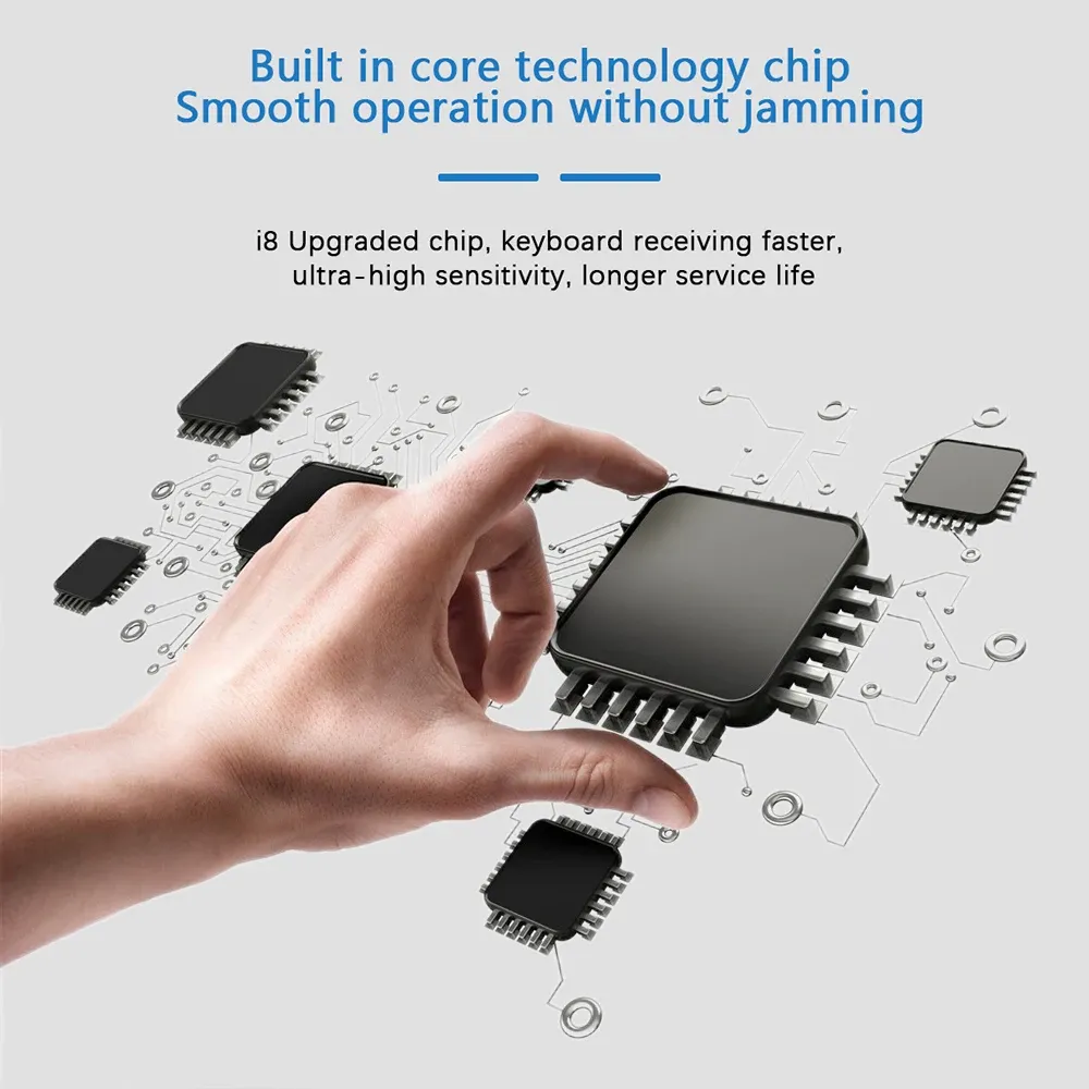 Mini clavier sans fil avec TouchPad, souris air, Bluetooth 4.2, 2,4 GHz, i8, disposition arabe, français, espagnol et russe, compatible PC, Android et TV Box 5