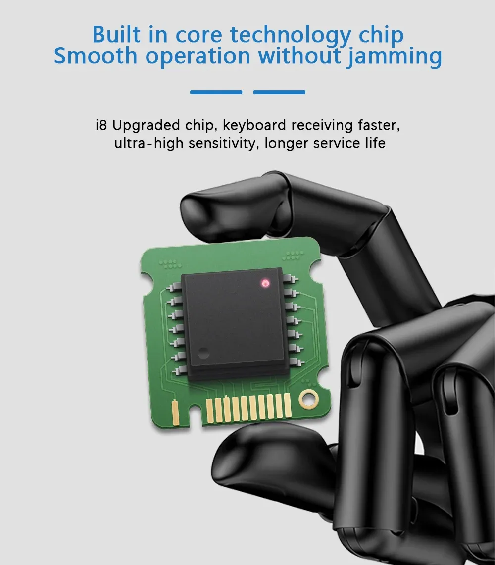 Détail du design ergonomique du mini clavier