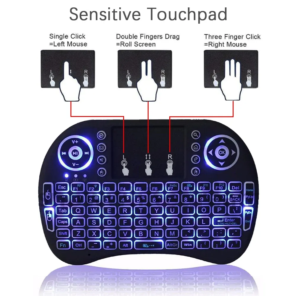 Mini clavier sans fil avec pavé tactile et rétroéclairage