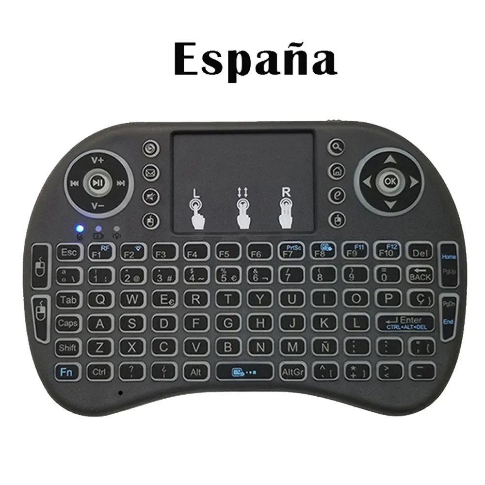 Mini clavier sans fil avec TouchPad, souris air, Bluetooth 4.2, 2,4 GHz, i8, disposition arabe, français, espagnol et russe, compatible PC, Android et TV Box 7