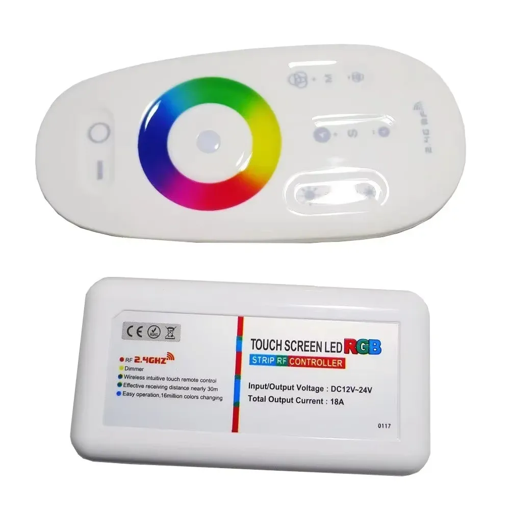 Contrôleur LED sans fil 12V 24V 18A 2,4 GHz, contrôleur RGBW à panneau tactile mural pour bandes LED RGB, ampoules et spots LED 2