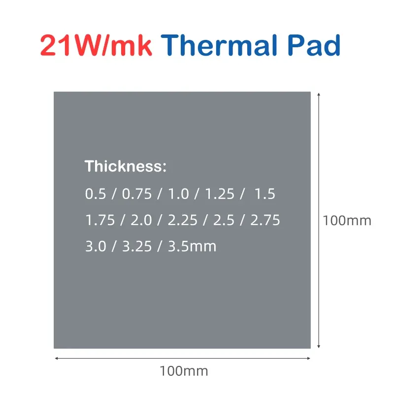 Coussin thermique en silicone souple 21 W/m·K pour CPU, GPU, SSD et PS4 8