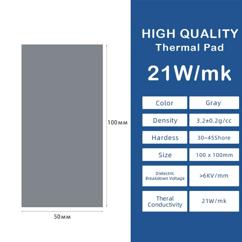 Coussin thermique en silicone souple 21 W/m·K pour CPU, GPU, SSD et PS4 7