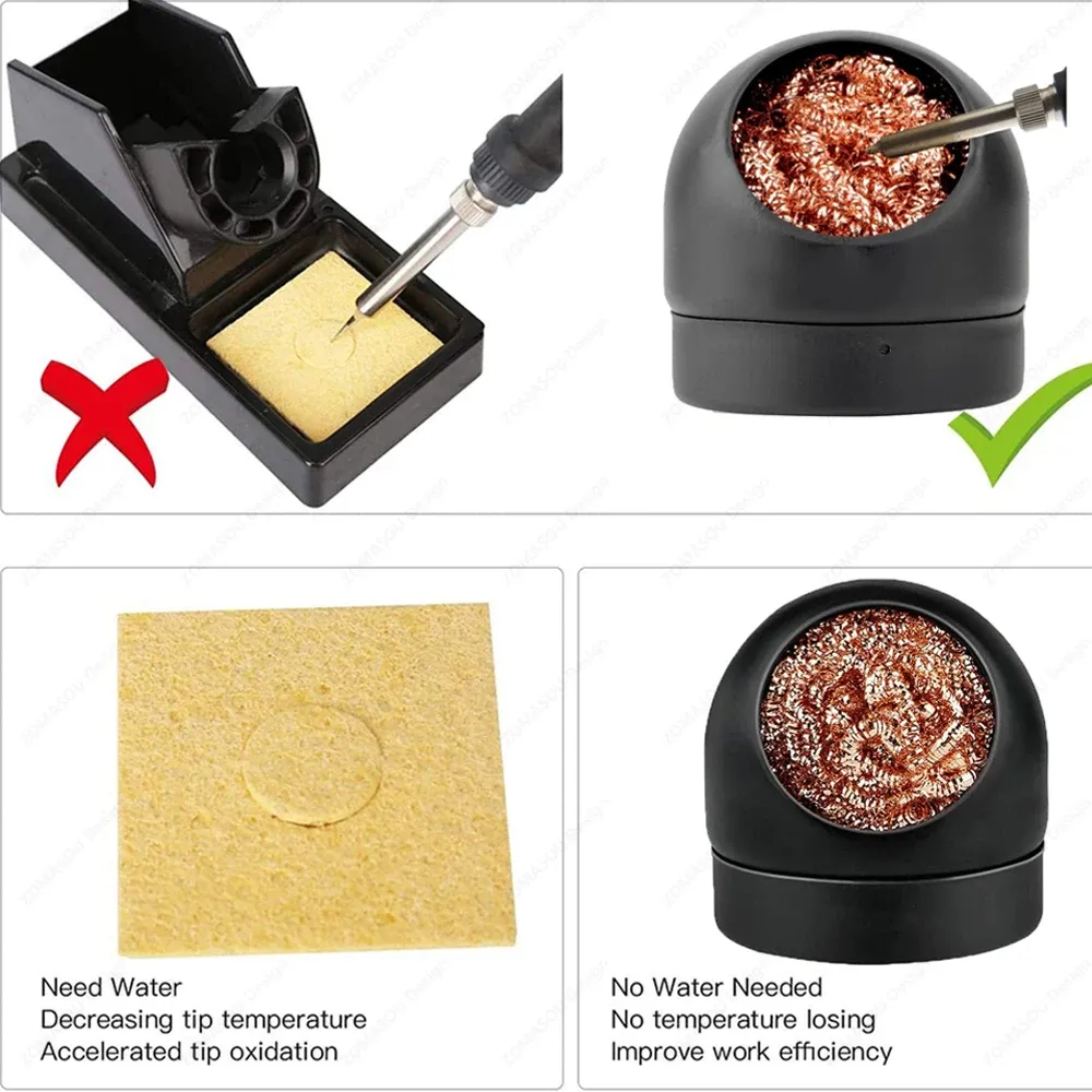 Nettoyeur de panne de fer à souder, boule de nettoyage à dessouder, dissolvant d'étain, filtre à mailles de fer à souder, support de fil métallique, boule en acier 4