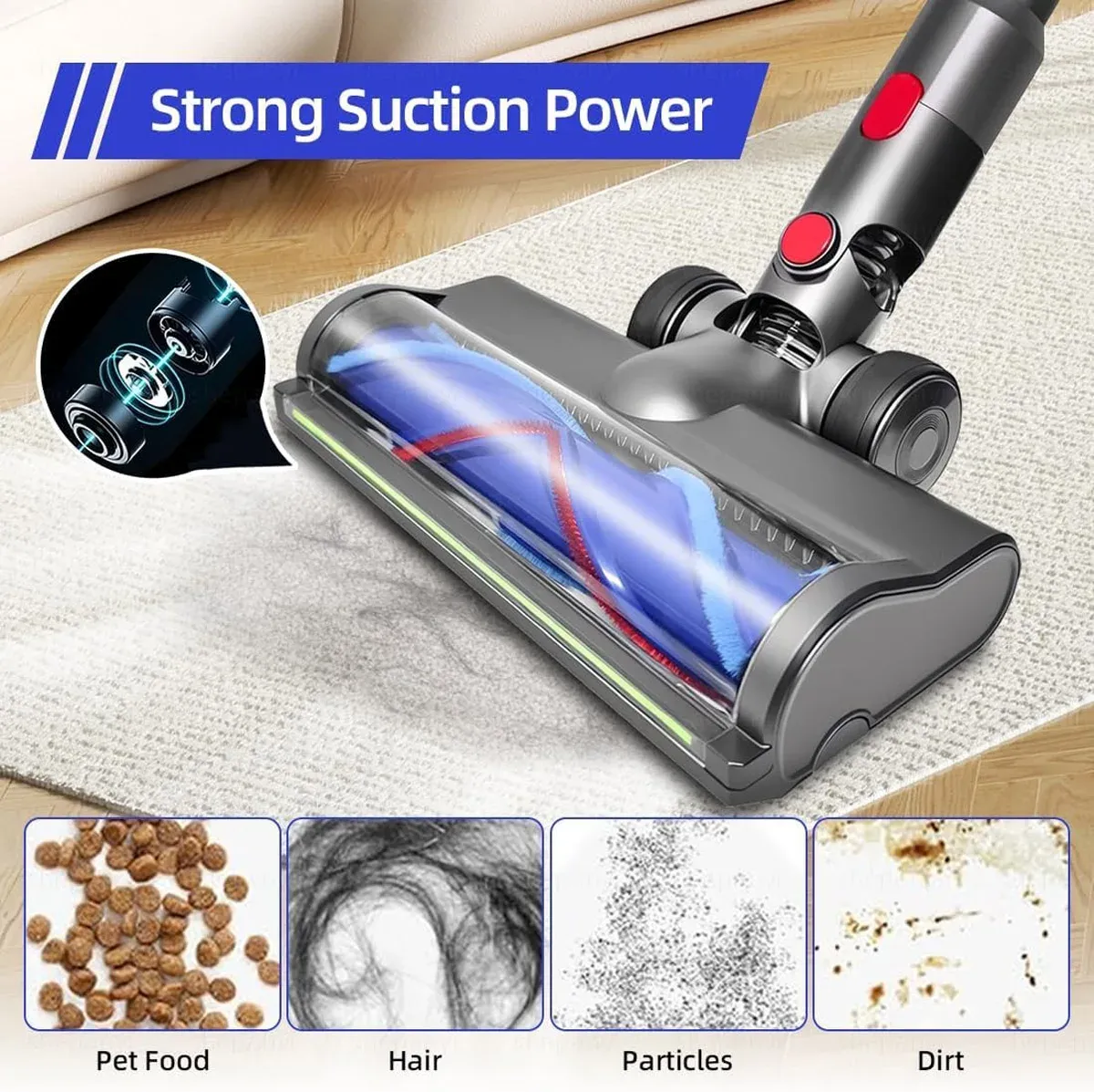 Brosse électrique LED pour aspirateurs Dyson V7, V8, V10, V11 et V15 à détection de poussière, pour sols durs et tapis 6