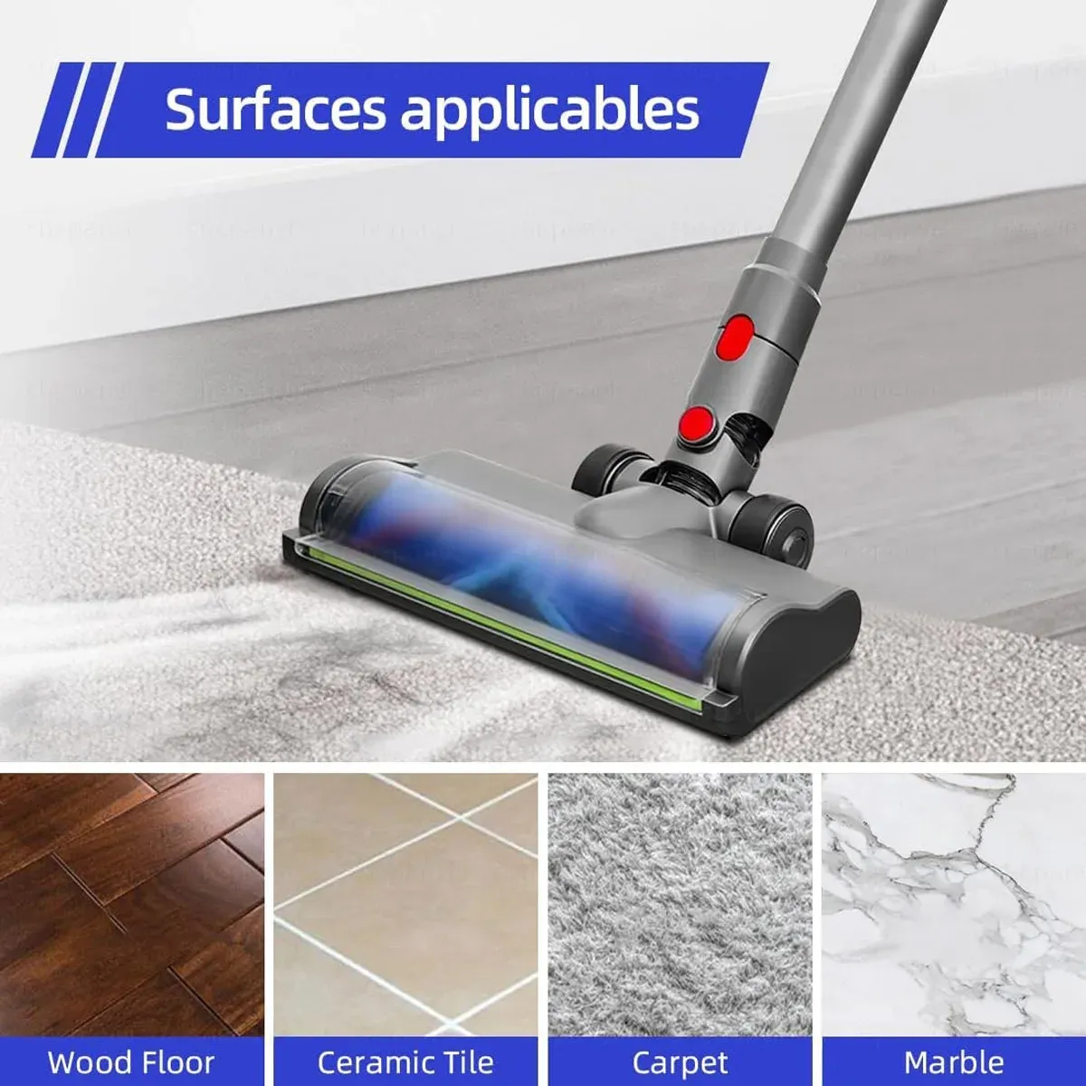 Brosse électrique LED pour aspirateur Dyson, utilisation sur tapis