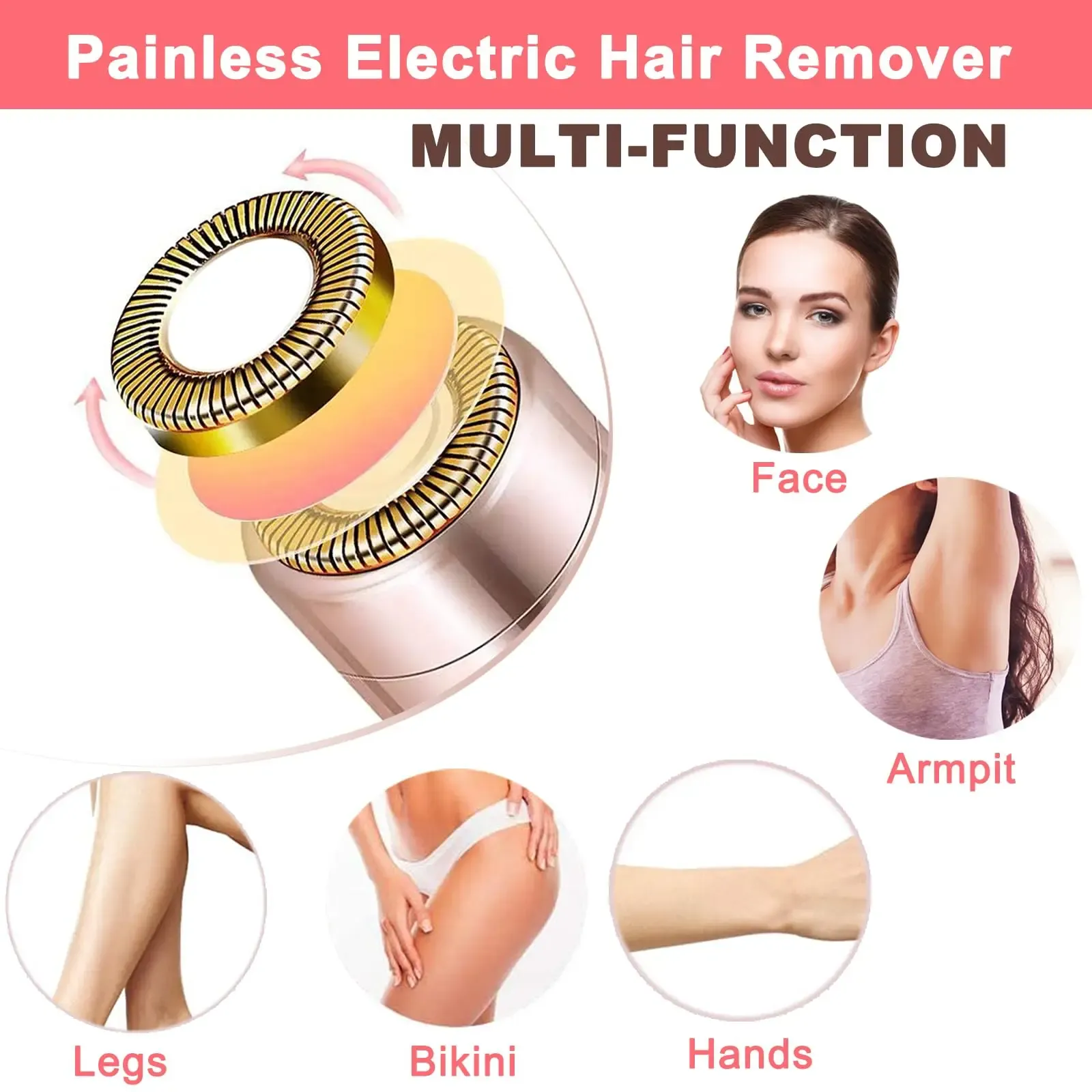Rasoir électrique portable pour femme à finition tactile et éclairage LED 3