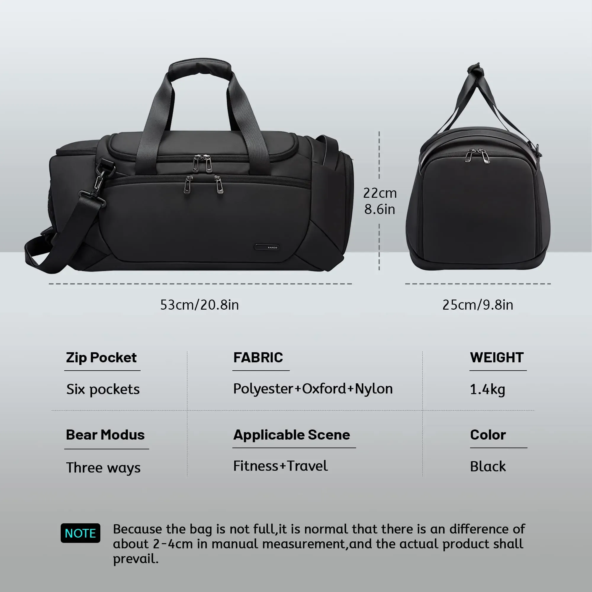 BANGE – Sacs polochons de sport imperméables avec compartiment à chaussures, sac de sport 21 pouces pour hommes avec compartiment humide et sec, sac de voyage 2