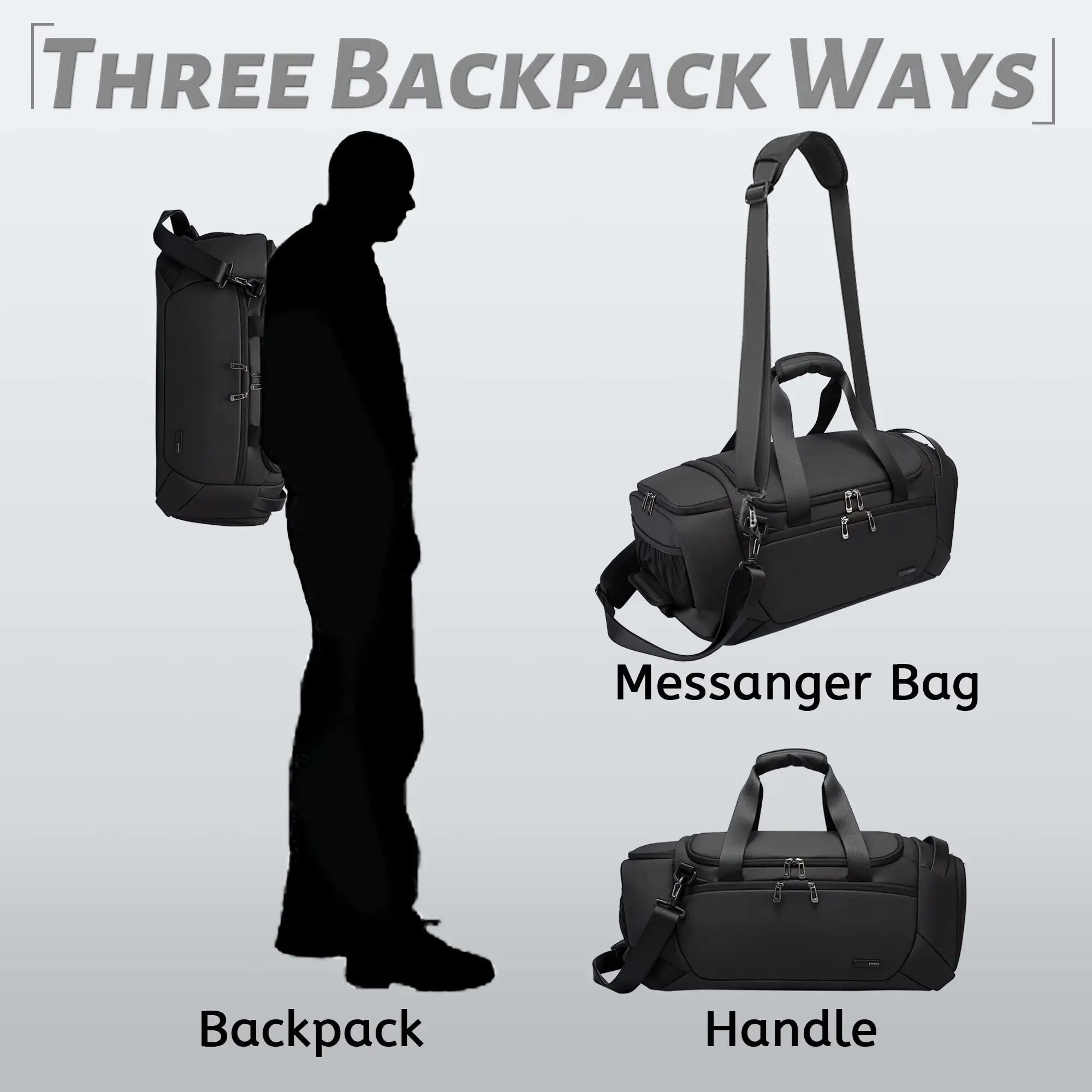 BANGE – Sacs polochons de sport imperméables avec compartiment à chaussures, sac de sport 21 pouces pour hommes avec compartiment humide et sec, sac de voyage 3