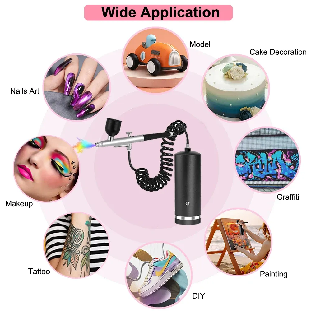 Aérographe portable avec mini compresseur pour nail art, peinture et modélisation 2