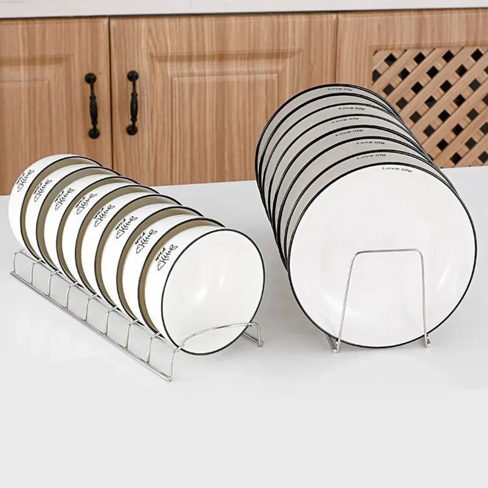 Égouttoir à vaisselle en acier inoxydable, support de rangement polyvalent pour assiettes, bols et ustensiles, compact, pour cuisine 5