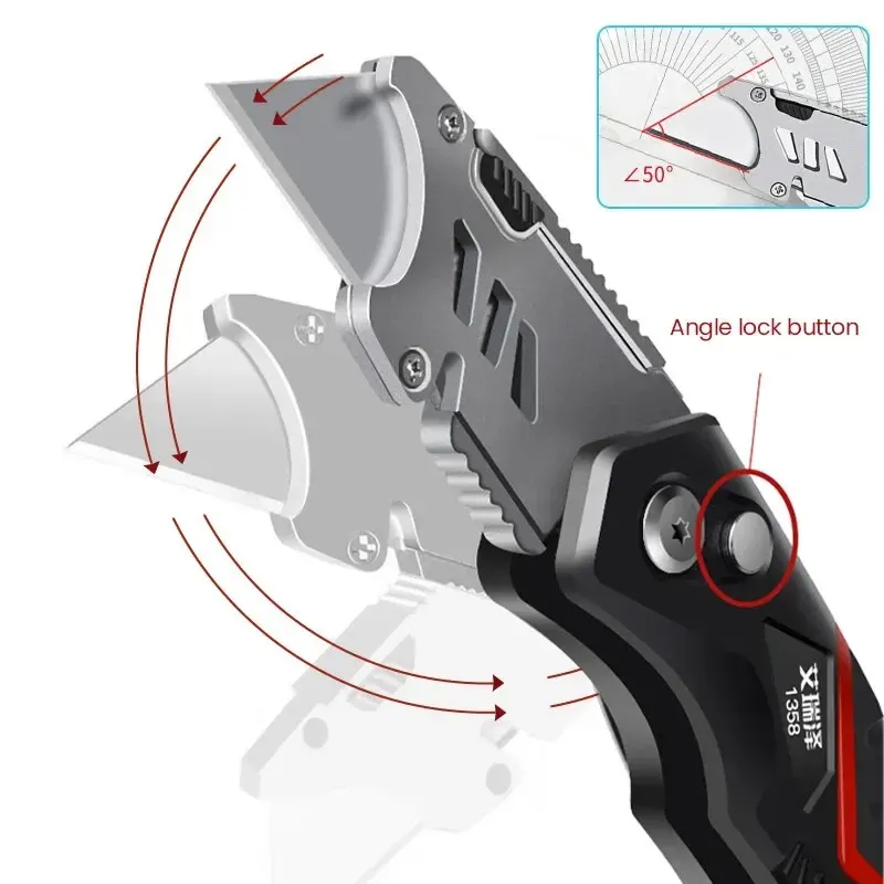 AIRAJ Couteau Utilitaire Multifonctionnel Rétractable, Lame 18 mm, Coupe Papier, Électricien Professionnel 3