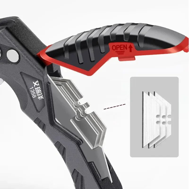 AIRAJ Couteau Utilitaire Multifonctionnel Rétractable, Lame 18 mm, Coupe Papier, Électricien Professionnel 6