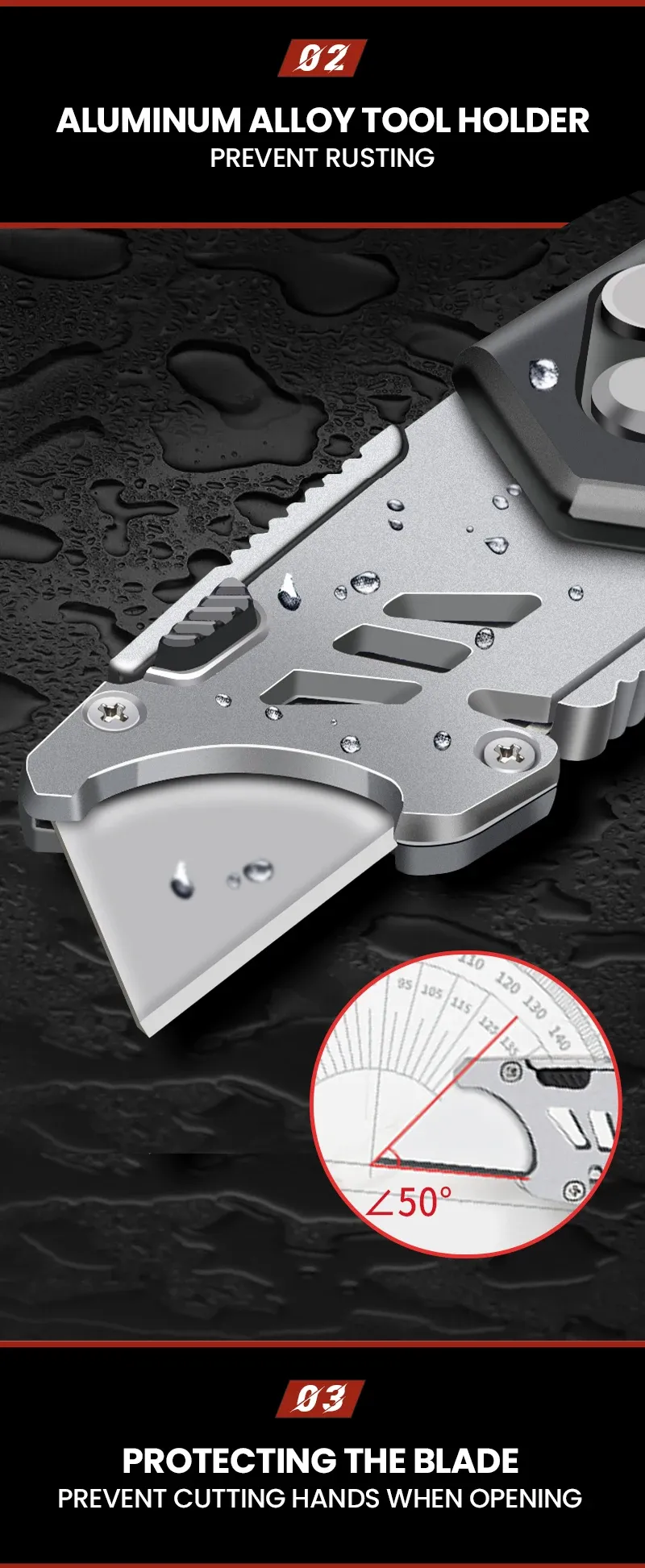 Couteau utilitaire AIRAJ, mécanisme rétractable