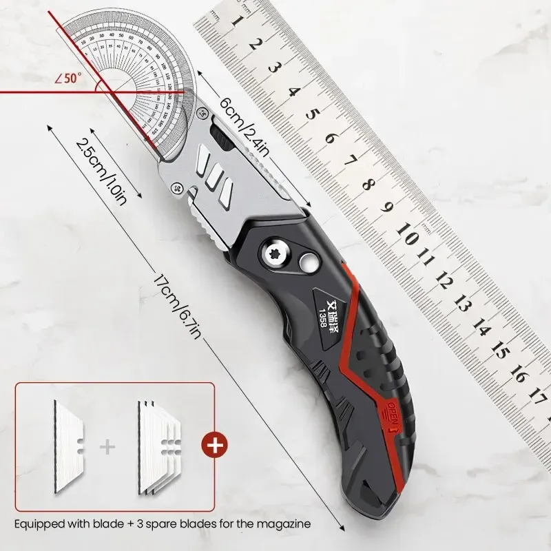 AIRAJ Couteau Utilitaire Multifonctionnel Rétractable, Lame 18 mm, Coupe Papier, Électricien Professionnel 8