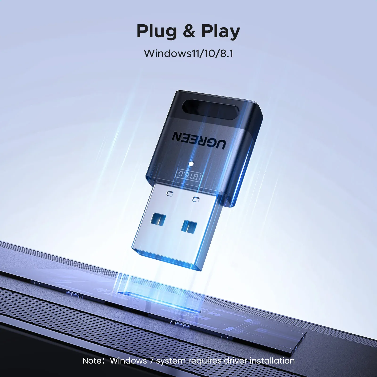 UGREEN Adaptateur Bluetooth USB 6.0 / 5.4 pour PC, Dongle Bluetooth pour souris et clavier sans fil, récepteur audio et émetteur musical USB 3