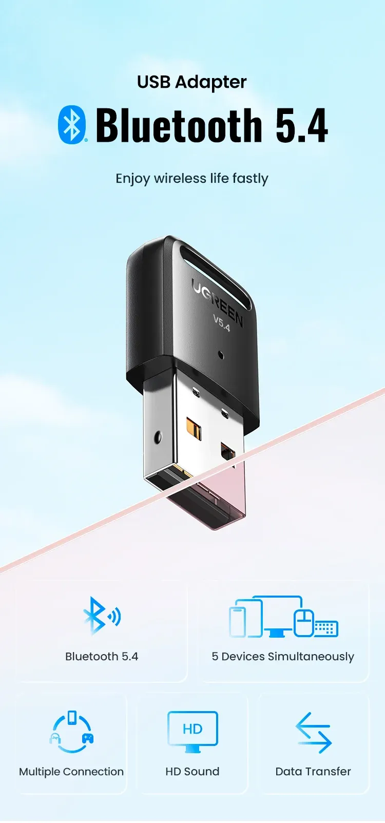 Adaptateur Bluetooth UGREEN en situation de bureau