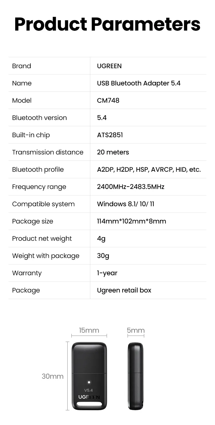 Adaptateur Bluetooth UGREEN dans son environnement