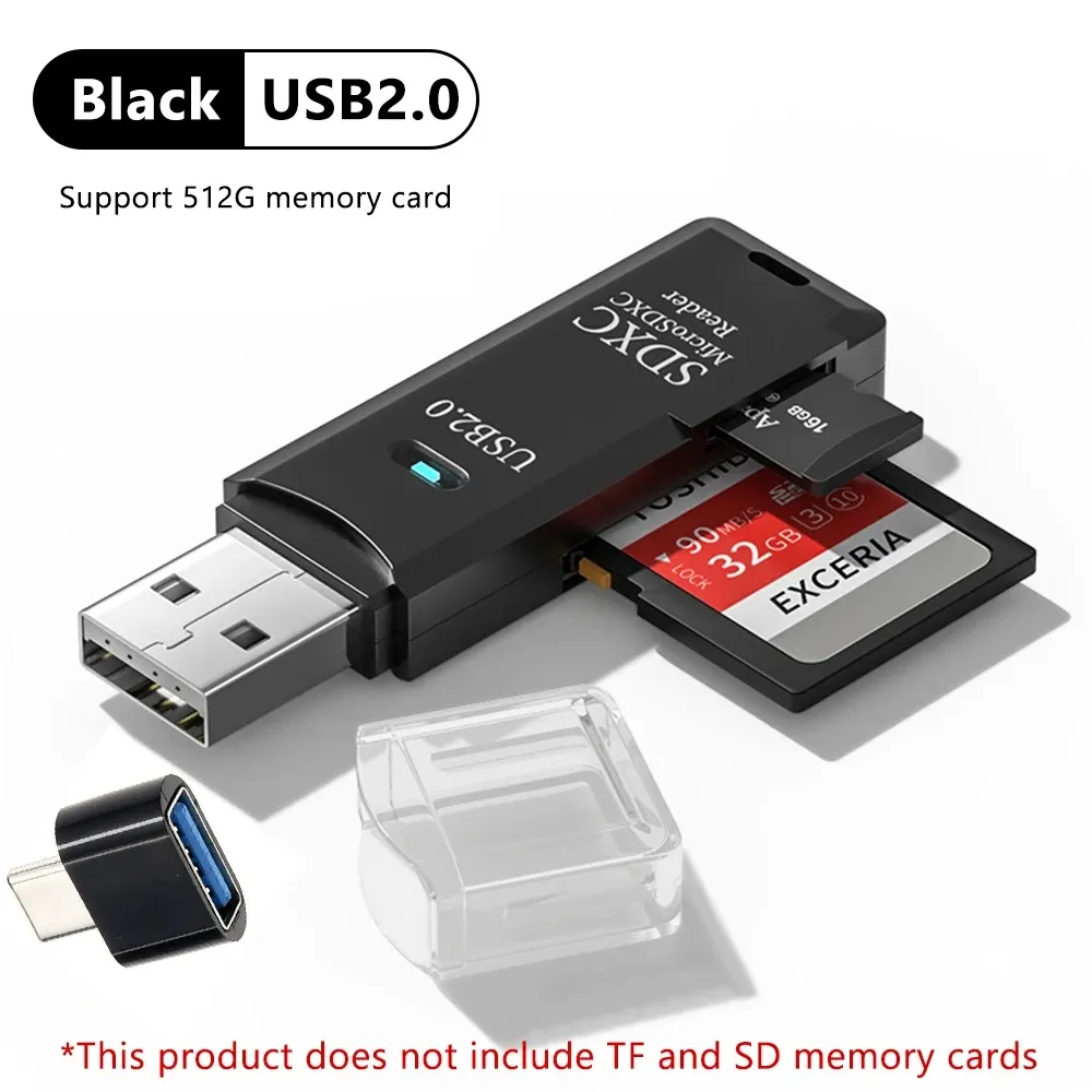 Tutew – Lecteur de cartes multifonction 2 en 1, USB 3.0/2.0, haute vitesse, compatible TF et SD, pour ordinateur, tablette, appareil photo, ordinateur portable et véhicule 2