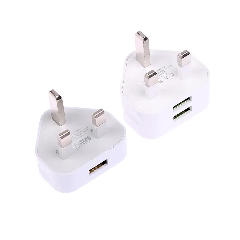 Adaptateur de chargeur mural universel 3 broches, fiche britannique, avec 1 ou 2 ports USB, pour iPhone 11, Samsung et Huawei 5