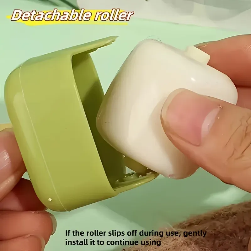 Rouleau anti-peluches lavable 2-en-1, dépoussiéreur manuel pour poils d'animaux, outil de nettoyage non électrique avec manche en plastique pour usage domestique 5