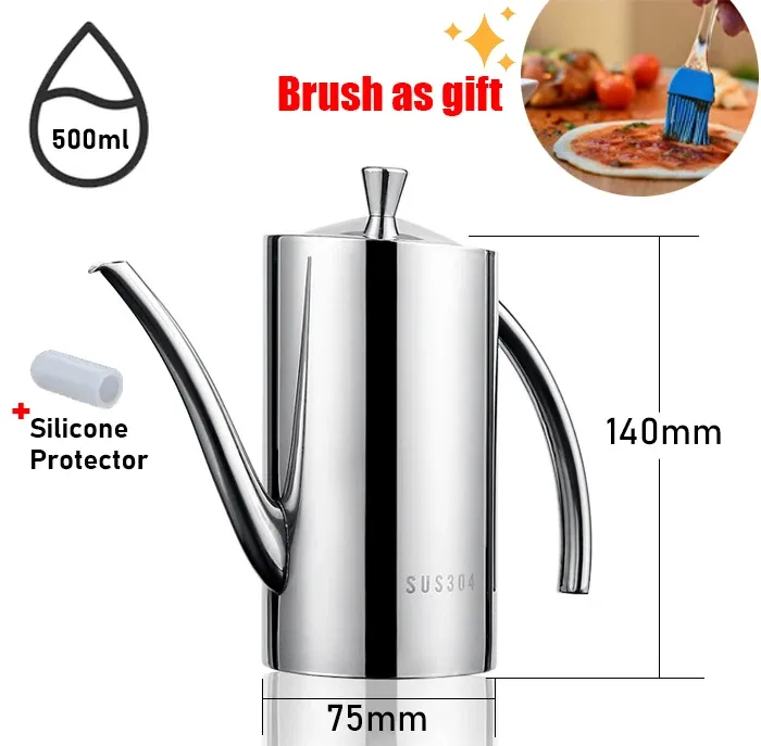 Distributeur d'huile en acier inoxydable SUS304 avec bec verseur anti-fuite, pour un versement facile et précis d'huile d'olive, de vinaigre et de graisse 11