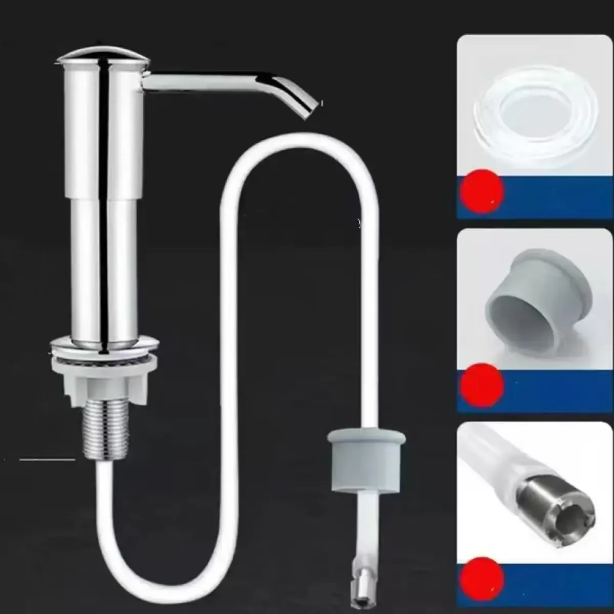 Distributeur de savon pour évier de cuisine avec tube d'extension en silicone de 40 pouces 2