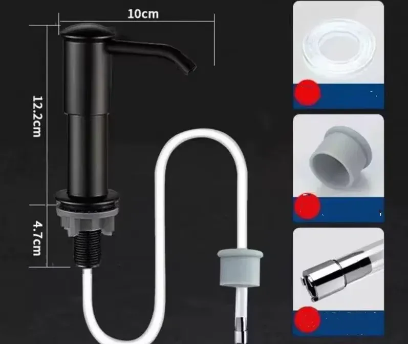 Distributeur de savon pour évier de cuisine avec tube d'extension en silicone de 40 pouces 9