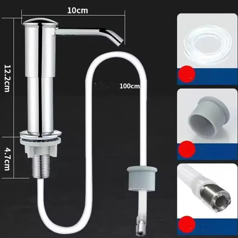 Distributeur de savon pour évier de cuisine avec tube d'extension en silicone de 40 pouces 7