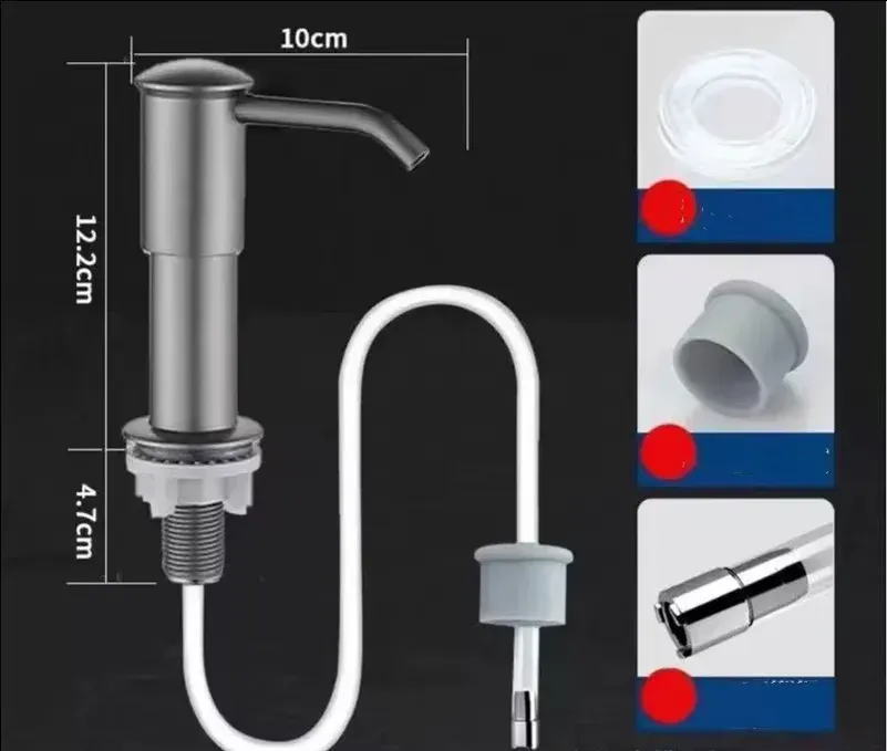 Distributeur de savon pour évier de cuisine avec tube d'extension en silicone de 40 pouces 8