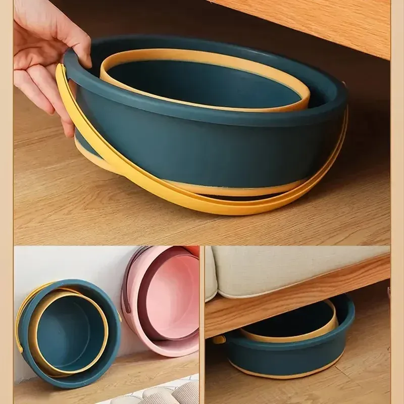 Seau pliable portable 5/10/17 L, multifonctionnel, en silicone épaissi, pour le lavage de voiture, la pêche et le camping 3