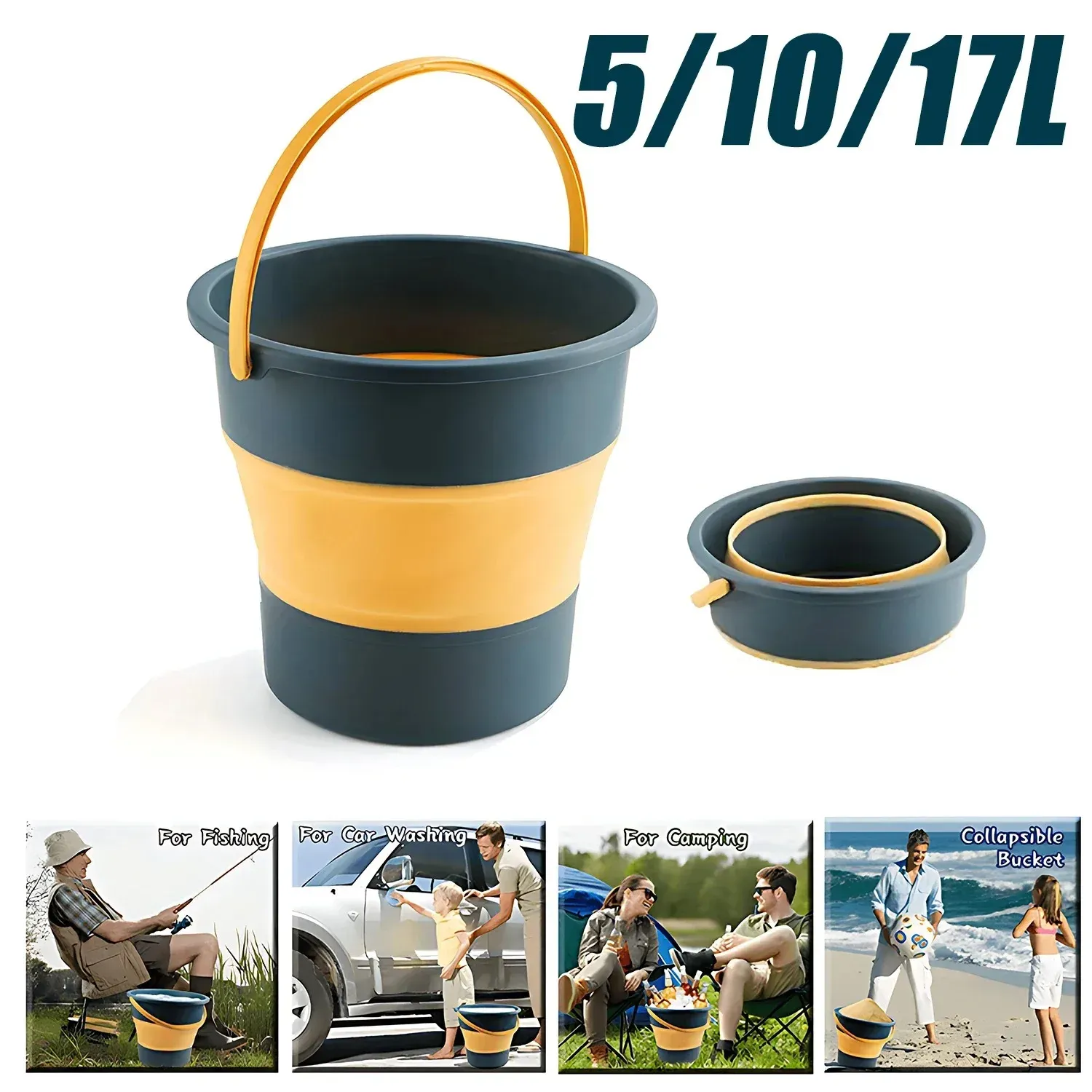 Seau pliable en silicone, utilisation au quotidien