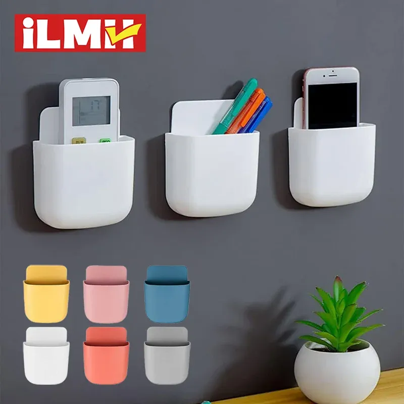Boîte de rangement murale, support de prise pour téléphone portable, support de télécommande, étui organisateur pour climatiseur et téléviseur 1