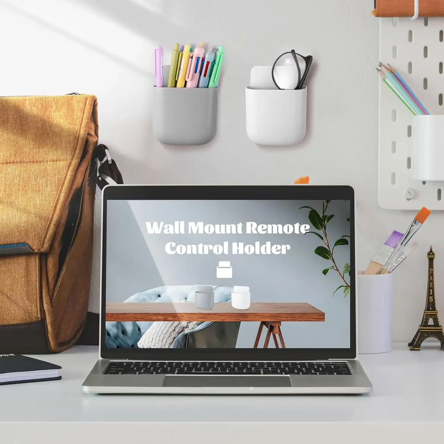 Boîte de rangement murale, support de prise pour téléphone portable, support de télécommande, étui organisateur pour climatiseur et téléviseur 2