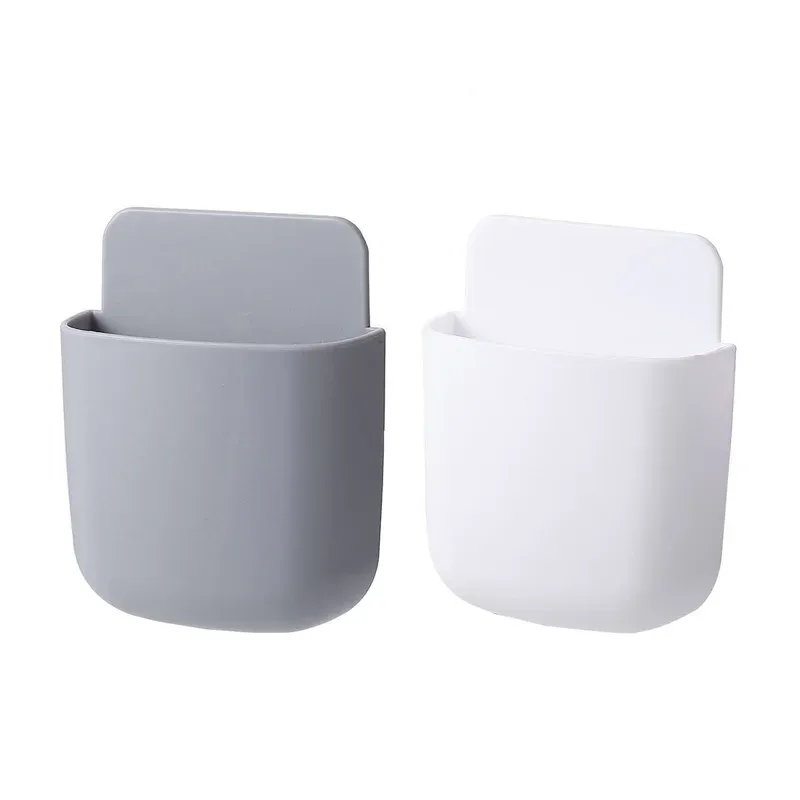 Boîte de rangement murale, support de prise pour téléphone portable, support de télécommande, étui organisateur pour climatiseur et téléviseur 12