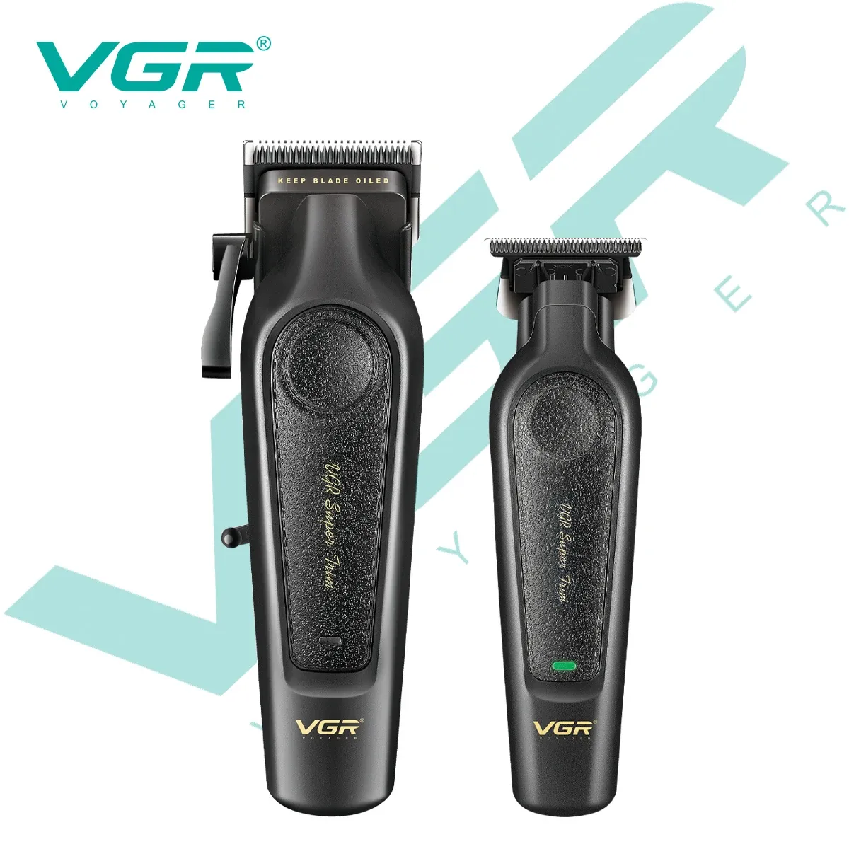 Ensemble tondeuse à cheveux haut de gamme VGR V-197 et 995 (2 pièces), corps métallique, tondeuse électrique, écran LED numérique, tête lubrifiée à l'huile