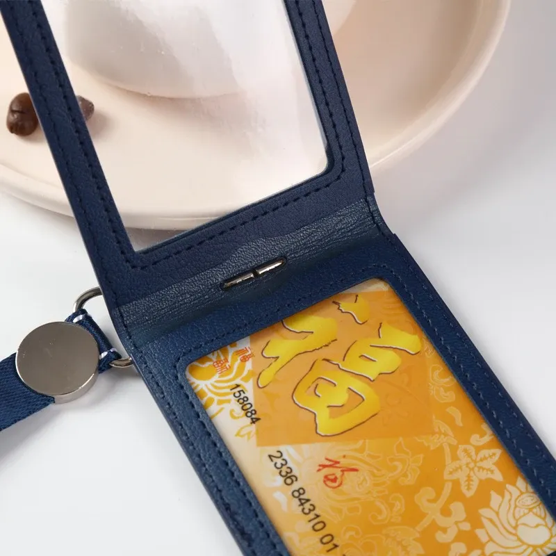 Porte-badge en cuir PU, étiquette nominative