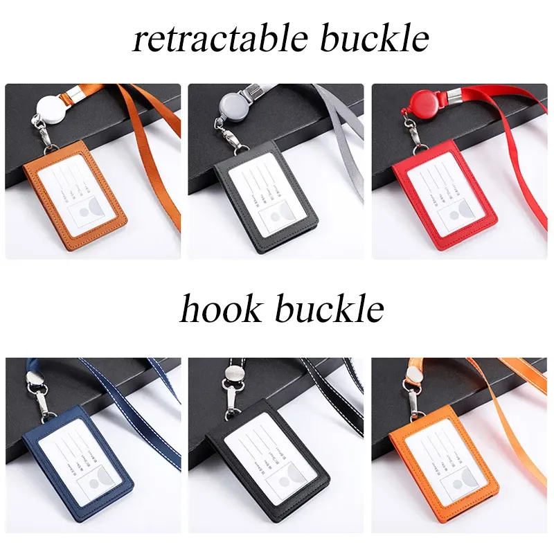 Porte-badge en cuir PU, finition du mousqueton