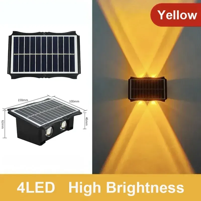 Applique murale solaire LED d'extérieur, étanche, éclairage haut et bas pour balcon, cour et jardin 8