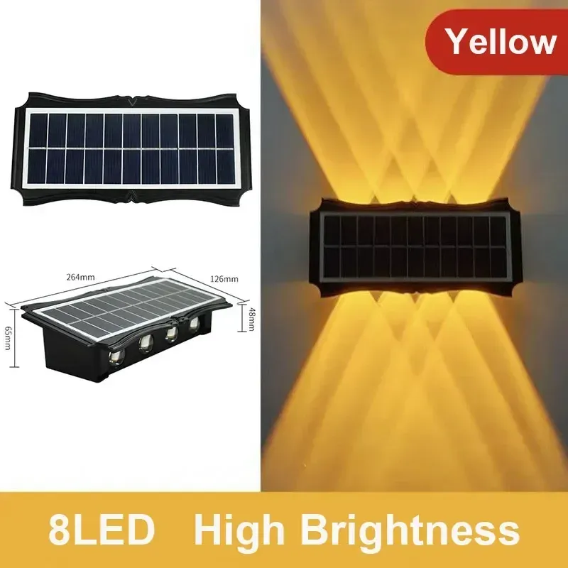 Applique murale solaire LED d'extérieur, étanche, éclairage haut et bas pour balcon, cour et jardin 11
