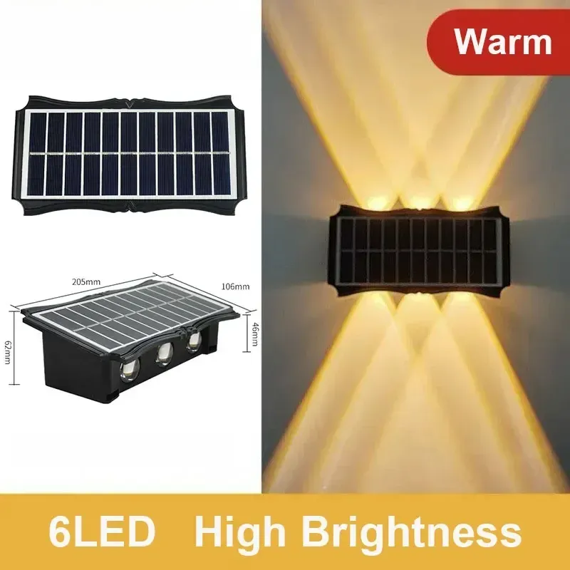 Applique murale solaire LED d'extérieur, étanche, éclairage haut et bas pour balcon, cour et jardin 15