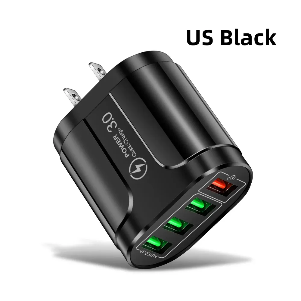 Chargeur USB 45W à charge rapide QC 3.0, adaptateur mural 4 ports pour iPhone 12, iPhone 11, Samsung, Xiaomi et autres mobiles, prise UE et US, idéal pour les voyages 10