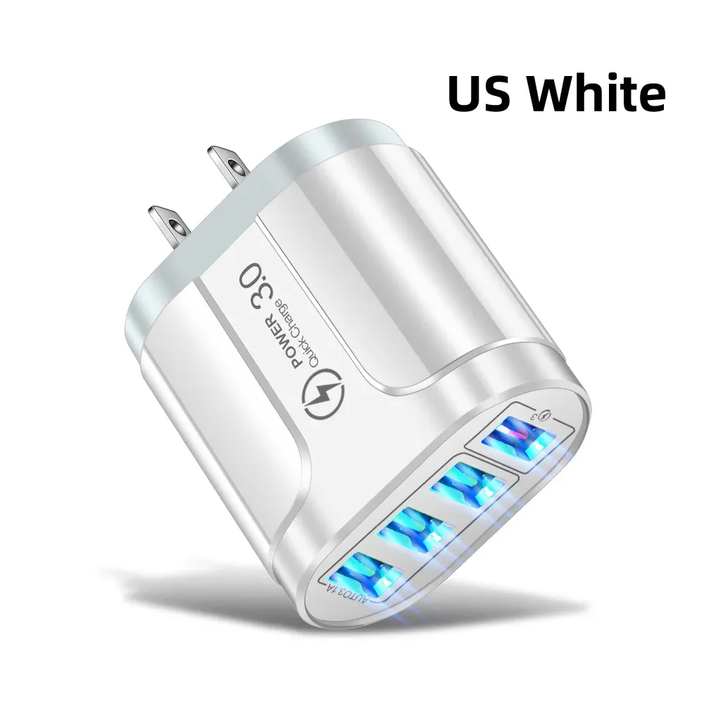 Chargeur USB 45W à charge rapide QC 3.0, adaptateur mural 4 ports pour iPhone 12, iPhone 11, Samsung, Xiaomi et autres mobiles, prise UE et US, idéal pour les voyages 11
