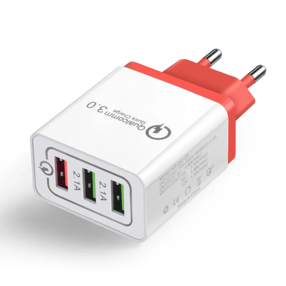 Chargeur USB 45W à charge rapide QC 3.0, adaptateur mural 4 ports pour iPhone 12, iPhone 11, Samsung, Xiaomi et autres mobiles, prise UE et US, idéal pour les voyages 9