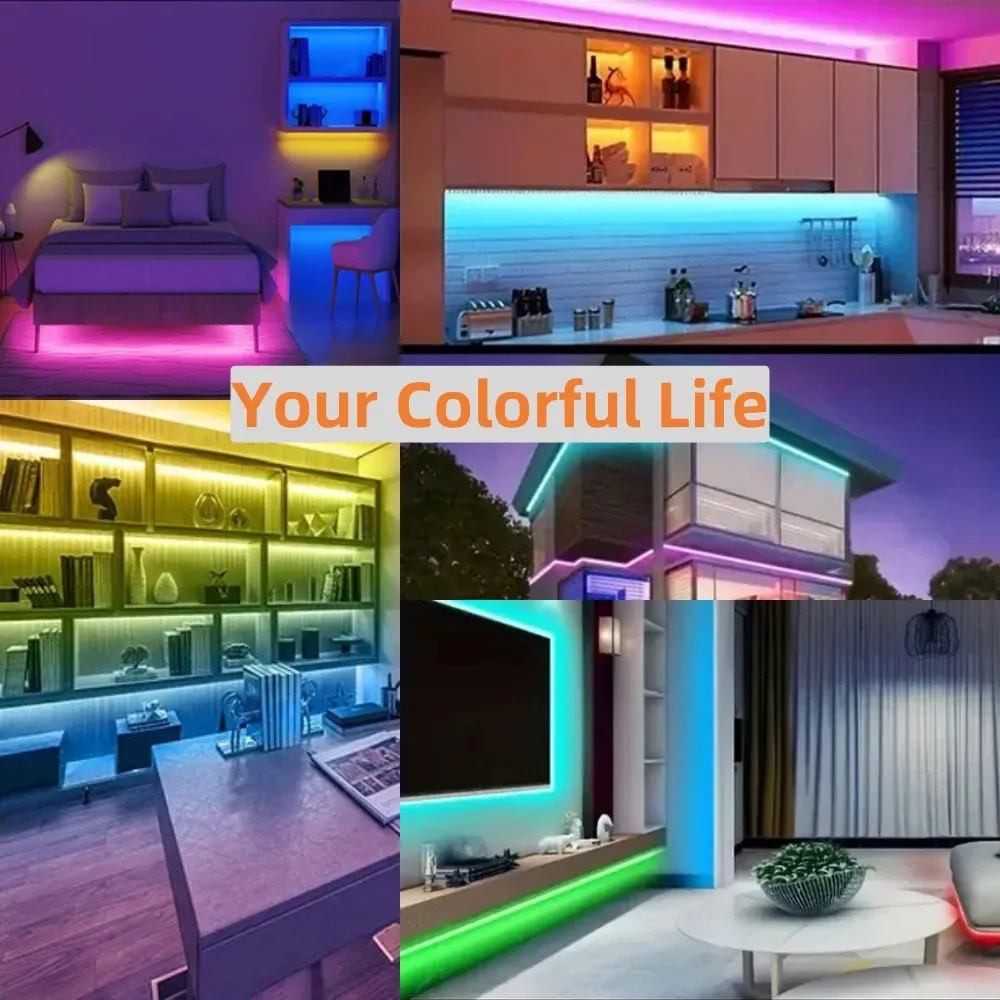 Bande lumineuse LED RGB 5050 alimentée en 5 V CC, IP21/IP65, avec télécommande à 3, 24 ou 44 touches, pour usage intérieur et extérieur 2