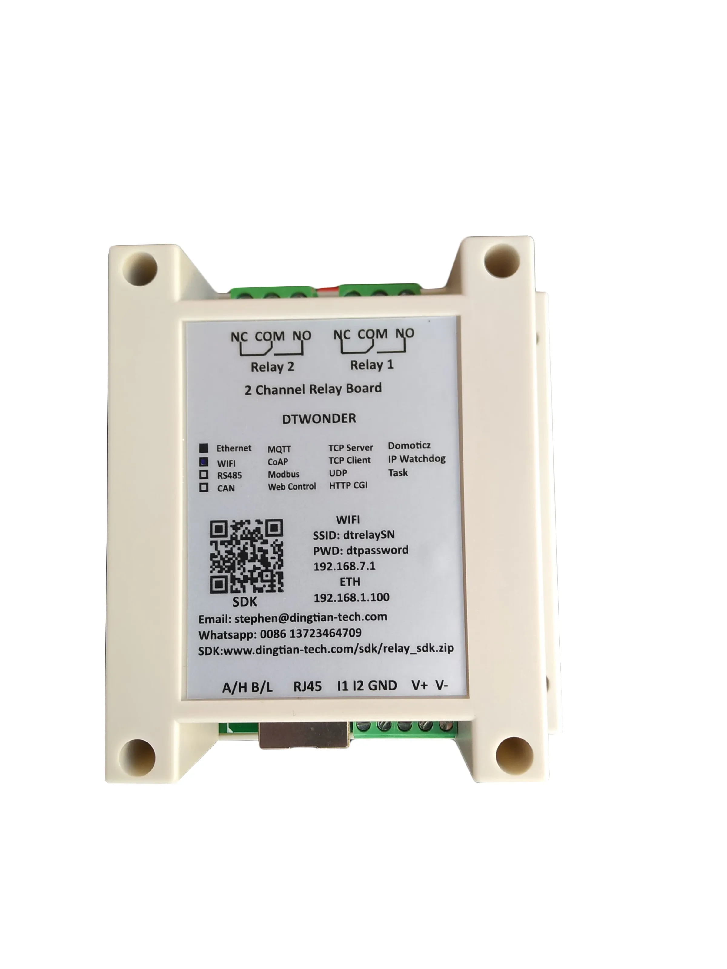 Module relais Ethernet et WiFi avec commutateur, minuterie et planification, compatible Modbus, MQTT, TCP/UDP, HTTP, CoAP, RS485 et Domoticz 4